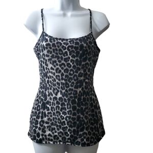 Express sexy stretch Womens Black Leopard Print Spaghetti Strap Camisole Top